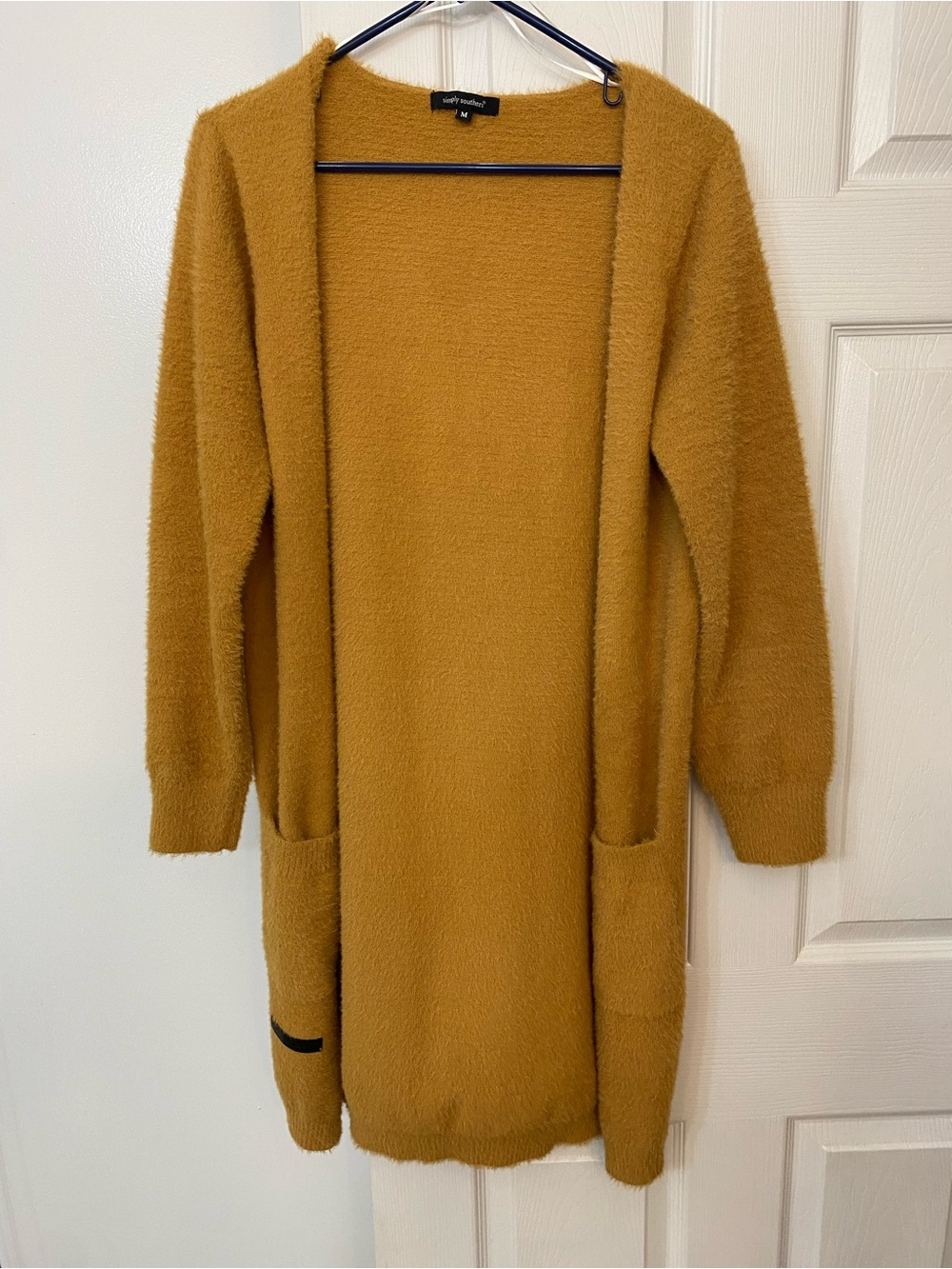 Simply Southern Mustard Open-Front Long Cardigan Sweater